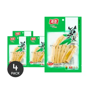 4 Pack Spicy Bamboo Shoots with Chili 3.53oz Each - Chinese Pickled Snack, Hot & Crunchy, Ready to Eat