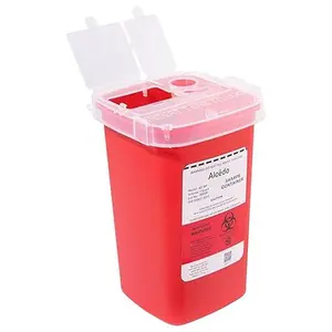 Sharps Container for Home Use 1 Quart (1-Pack) | Biohazard Needle and Syringe Disposal | Small Portable Container for Travel and Professional Use Visit the Alcedo Store