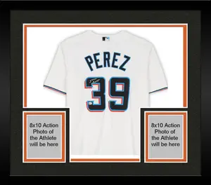 Framed Eury Perez Miami Marlins Autographed White Nike Replica Jersey - Fanatics Authentic Certified