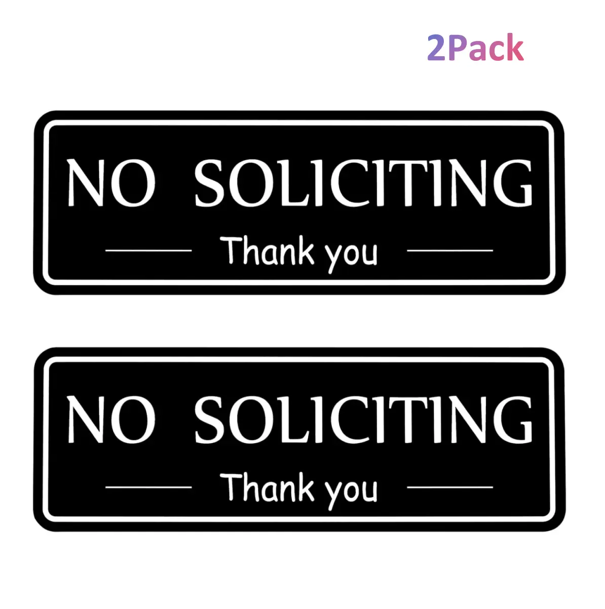 2-Pack No Soliciting Acrylic Signs for Home, Strong Self-Adhesive 7.9"x2.8" Thick Weatherproof Plaques for Front Door, Office to Deter Solicitors