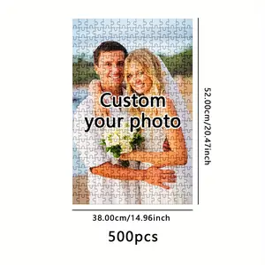 S&H 300/500/1000 Piece Custom Photo Puzzle - Add your own photos, vintage puzzle border design, suitable for weddings, birthdays, anniversaries, Christmas - a precious keepsake gift for couples, families, and Valentine's Day.