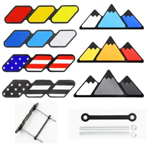 Tri-color 3 Grille Badge Emblem For Toyota For 4Runner For Rav4 Highlande Car Exterior Decoration Stickers Of Air Inlet Grille