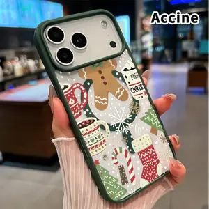Magnetic Phone Case for iPhone 17 Pro Max 16 Plus 15 14 13 12 11 Air E Gingerbread Christmas Magic Clear Acrylic Hard Back Soft TPU Edge wireless charging compatible phone Cover for