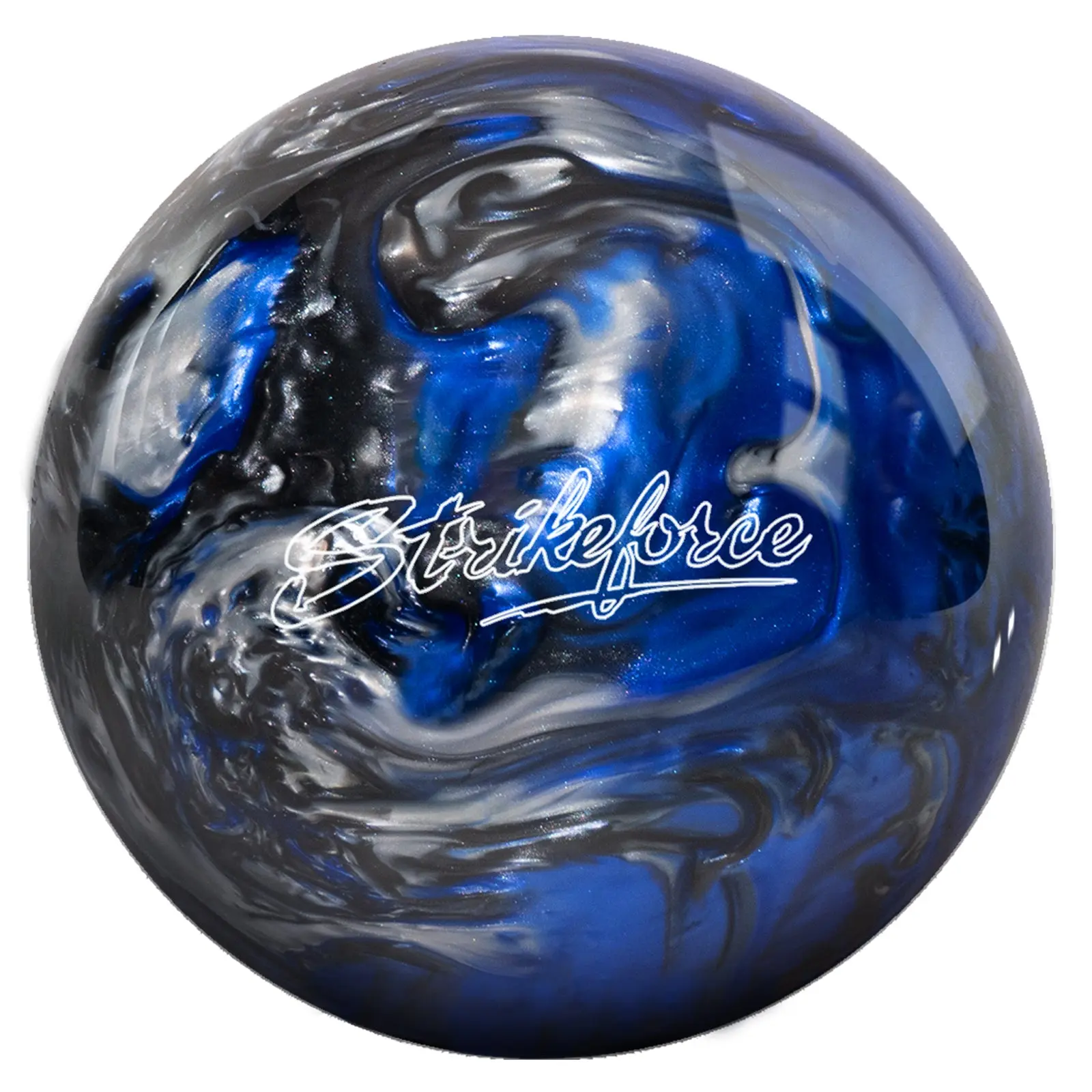 KR Strikeforce Undrilled Bowling Balls - 10lbs Blue/Black/Silver Polyester Balls, Non-Hooking, USBC Approved for All Skill Levels, Not Intended to Hook