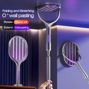 Foldable Electrical Mosquito Swatter with Rotating Head, 6-in-1 Rechargeable Insect Zapper with Mosquito Light for Indoor & Outdoor Use