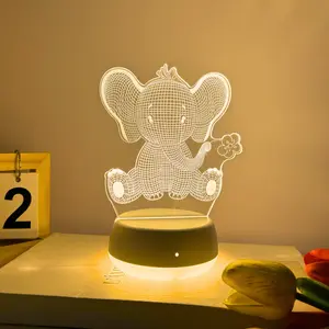 Cute Elephant 3D Night Light, USB Powered Desktop Decor Lamp, Ideal Gift for Bedroom Living Room, Home Atmosphere Lighting