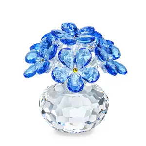 H&d Hyaline & Dora Blue Crystal Flower Figurine Forget Me Not Gifts For Mom Wife Girlfriend Glass Ornaments Home Office Tabletop Centerpieces