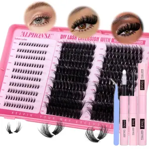 Fluffy Lash Clusters with Bottom Lashes Cluster Eyelash Extensions Thick Volume Individual Lashes 320pcs Lash Extension Clusters for Beginners (150D+200D, 12-20mm)