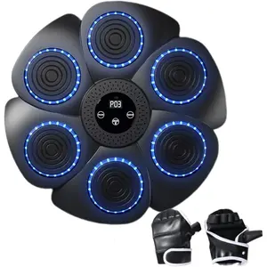 Music Boxing Machine - 50cm Smart Music Punching Machine, Music Punching Wall Pad |   Music Punching Machine Wall-Mounted Indoor Boxing Machine with 2 Gloves Boxing Machine Equipment Punching Pad for