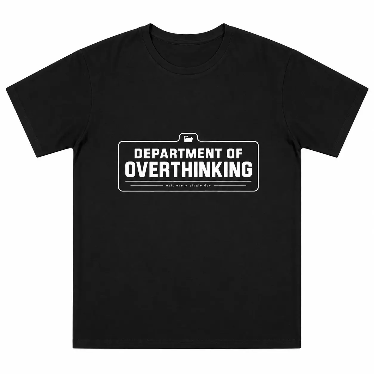 Men's Department of Overthinking Graphic T-Shirt, Professional Overthinker Funny Humor Tee, Cotton Short Sleeve Crew Neck Shirt with Front & Back Print, Casual Everyday Top