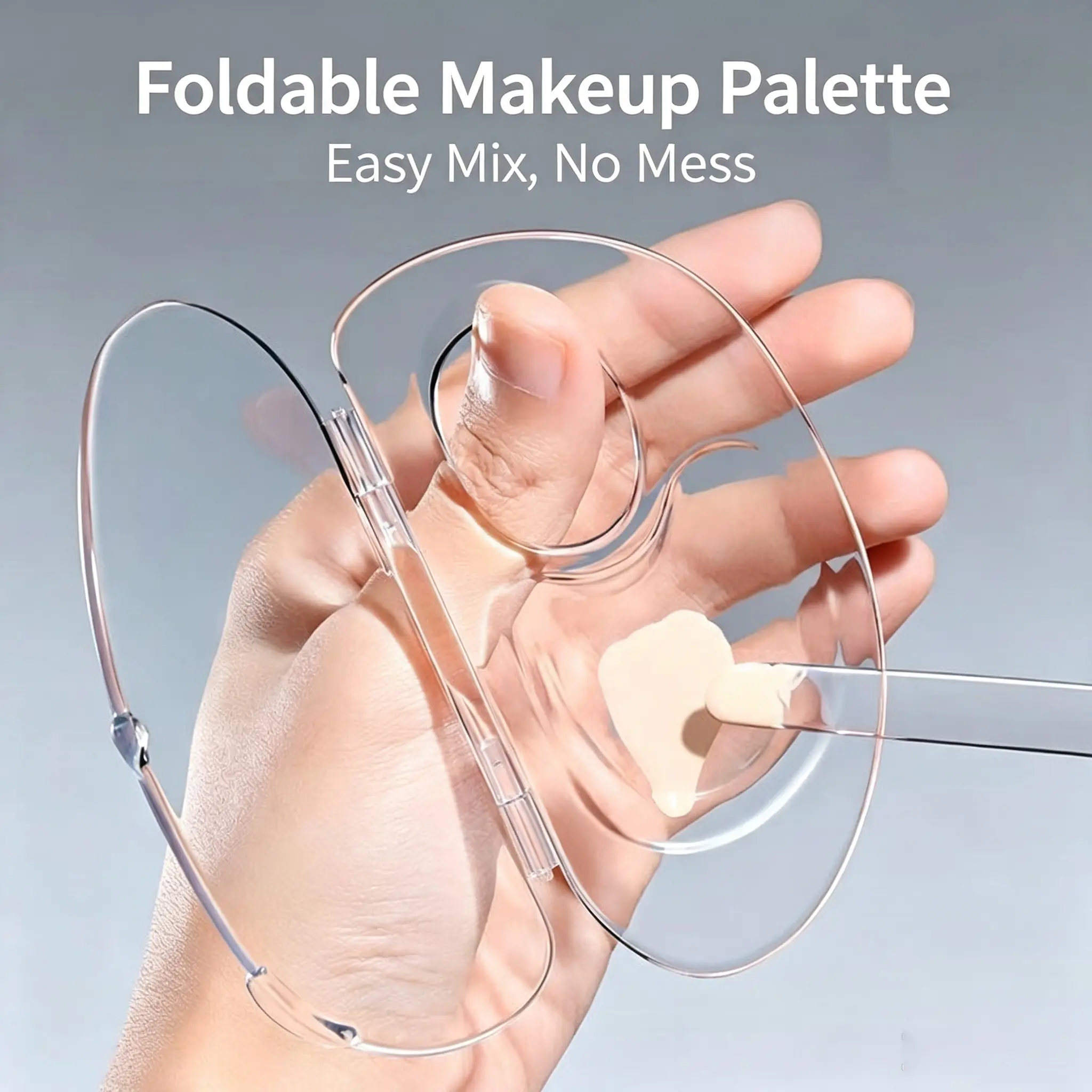 Foldable Foundation Mixing Palette With Spatula, Portable Makeup Mixing Tray Storage Case, Re‑usable Cosmetic Blending Palette for Foundation Concealer