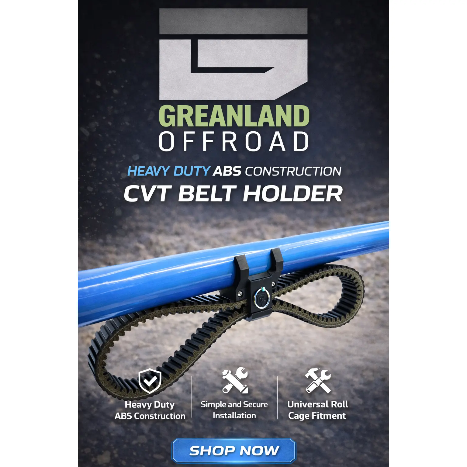 UTV Spare Belt Holder | SXS CVT Belt Mount for Roll Cage | 1.75” Tube | Off-Road Accessory | Made in USA