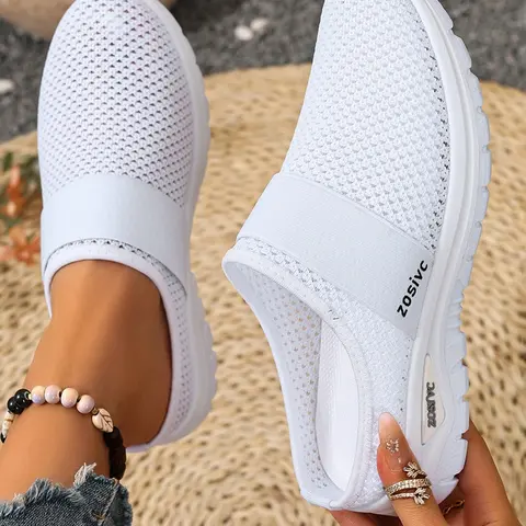 Women's Breathable Mesh Slip-On Casual Sports Shoes, Lightweight Anti-Slip Soft Sole Walking Shoes, Fashion Versatile Nurse Shoes, Lightweight Slip Ons