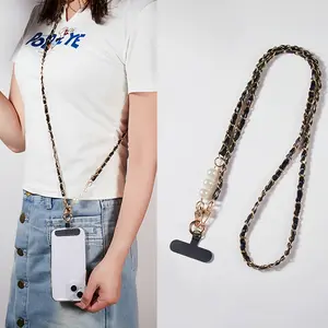 Long messenger bag strap with pearl pendant, 120cm/47.24 inches long messenger bag strap, imitation pearl pendant phone strap, suitable for women's phones, replacement for women's handbag chain straps, elegant accessory for evening bags and backpacks, lux