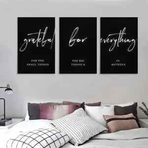 Room Decoration 3-Piece Set Fashion Canvas Frame Painting Poster Simple Inspirational Statement Artistic Gift Choice UV-Resistant Wall Hanging Ornaments Letter Cross Print Illustrations