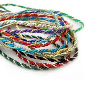 3MM 4MM 5MM Gold Color Thread and Color Polyester Three Strands Twisted Rope Cords Diy Jewelry Findings Accessories