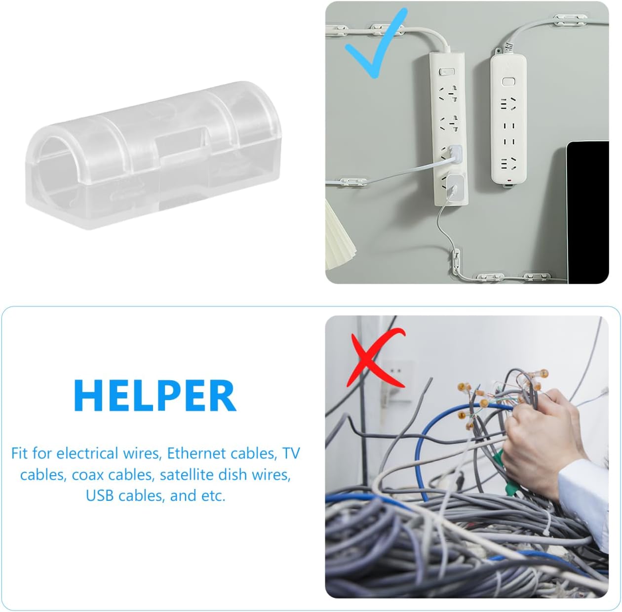 OSALADI 20 Pcs Self-Adhesive Cable Clips Wall Line Card Wire Organizer Cord Holders for Home Office Desktop Cable Management OSALADI 20 Pcs Self-Adhesive Cable Clips Wall Line Card Wire Organizer Cord Holders for Home Office Desktop Cable Management