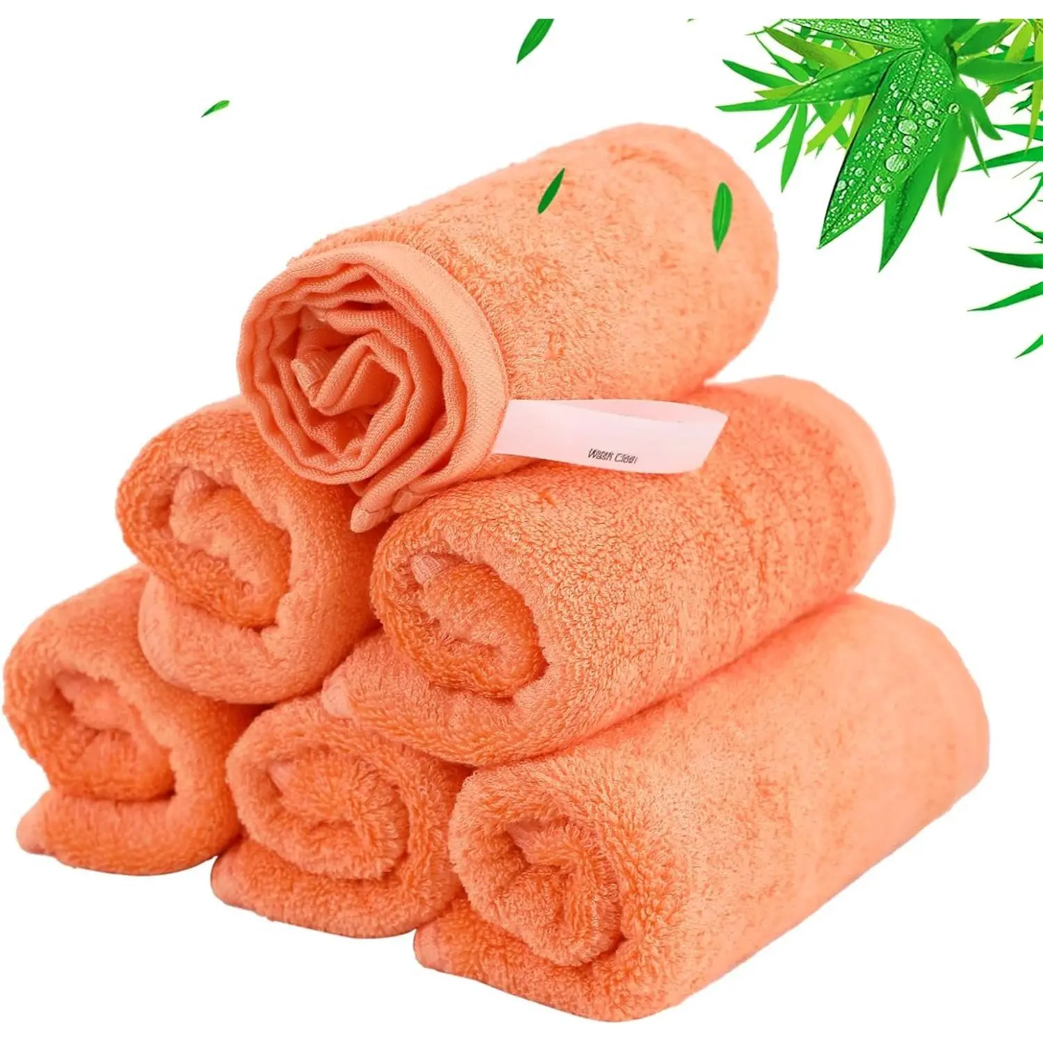 6-Pack 10x10 in Light Orange Rayon Car Washcloths - Super Soft, Gentle, Lint-Free, Machine-Washable Absorbent Dry Bath & Automotive Cleaning Packaged Set Accessories
