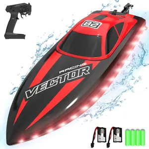 VOLANTEXRC RC Boat 20MPH Fast Remote Control Boat with Lights 2.4Ghz Toy Boat for Pools and Lakes with 2 Rechargeable Batteries Toys Gifts for Boys Girls