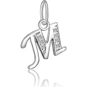 925 Sterling Silver Cubic Zirconia A-Z Initial Letters Alphabet Dangling charms Pendant