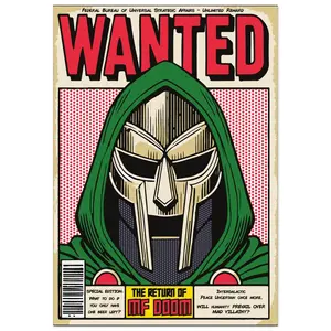 MF Doom Poster Print: Album Cover Art, Music Room Decor- WANTED