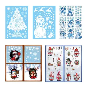 Christmas Winter Window Stickers, Christmas Classic Santa Claus Window Decals Clings for Xmas Home Office Glass Mirror Winter Holiday Party Decoration Decorative Smooth