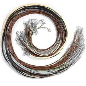 Necklace Cord 50 String Rope 24 Inch Waxed Cotton Cord with Clasp - Ideal for Charms Pendants, Beads, and More - Bulk Available
