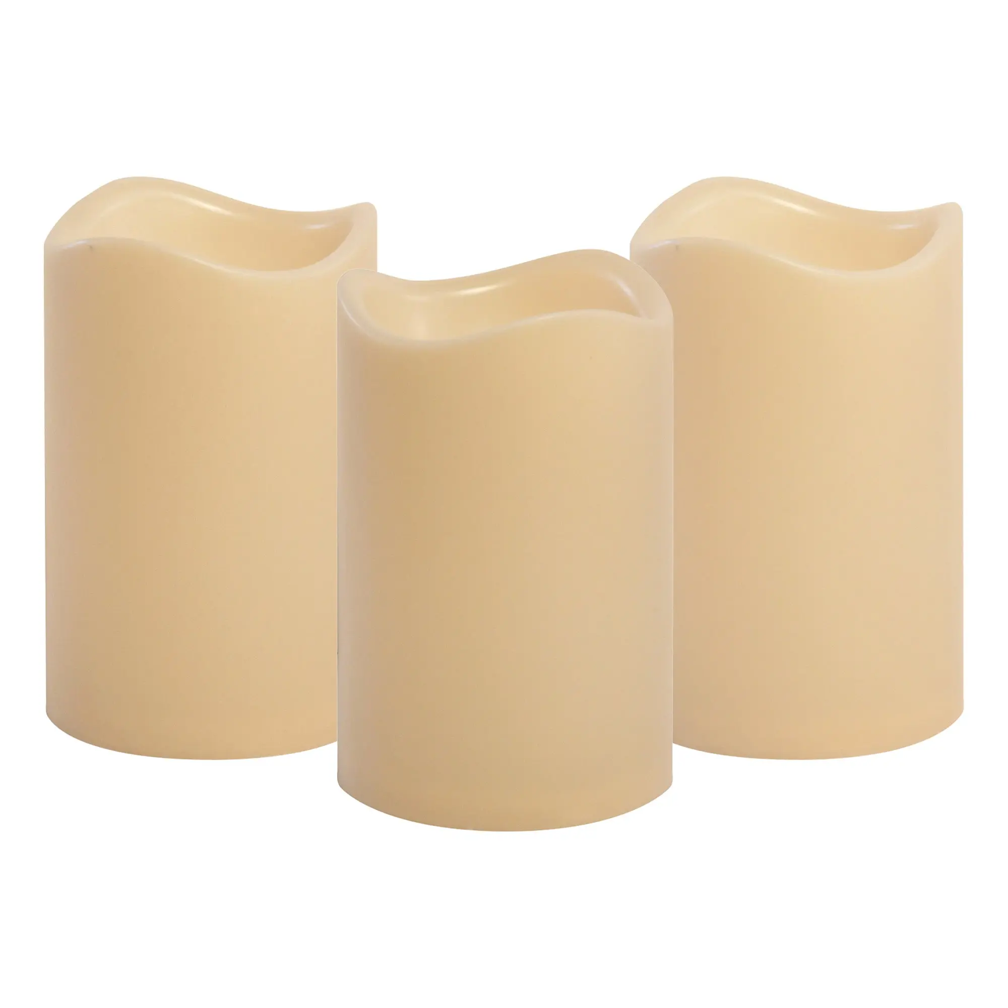 LumaBase Plastic LED Pillar Candle Lights (JH Specialties Inc.) - Adult Battery-Operated, Amber Glow, Built-In Timer, Flame-Free, Auto Shut-Off, 3 AAA Batteries Required, DC Power Supply, All Seasons Indoor Home Improvement Pillar Light Set Pack, Led Cand