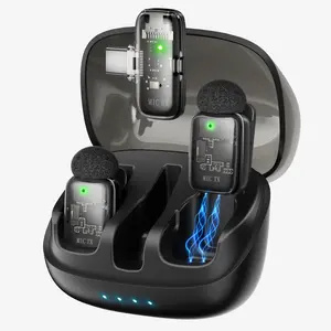 Transparent wireless lavalier microphone 4 modes can be switched at will Microphone for iPhone iPad Android With Charging Case Audio Smartphone Audio Smartphone