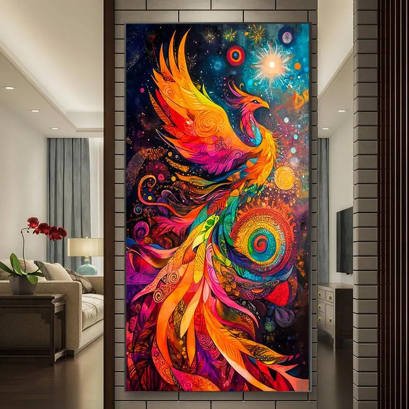 Phoenix Pattern DIY Diamond Arts Colorful Painting Kit without Frame, Diamond Pattern Design, DIY 5D Diamond Arts Colorful Painting Kit, Wall Art Decor for Home Living Room Bedroom, Diamond Painting Kits, Craft