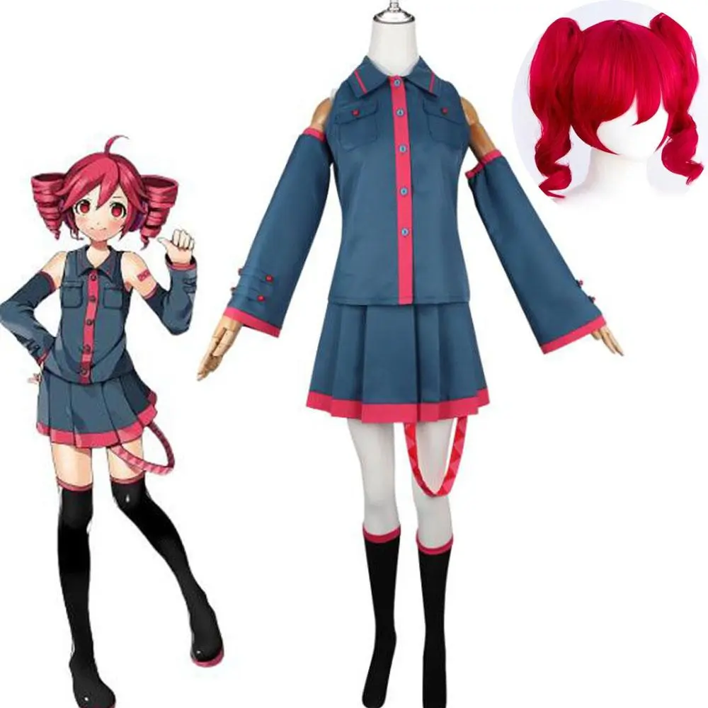 Kasane Teto Blue Cosplay Costume Wig Anime Mikuu UTAU Vtuber Halloween Carnival Party Women Performance Suit