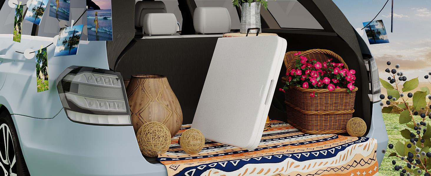 Heavy Duty Portable Folding Table, 7 ft, Indoor & Outdoor, Fold-in-Half Design with Carrying Handle, White | Portable, Heavy Duty, Indoor & Outdoor, with Carrying Handle