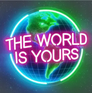 "LED Neon Signs 'The World Is Yours' Acrylic Wall Decor - Low-Voltage USB-Powered with Switch, Indoor Use for Man Cave, Gift for Boyfriend"