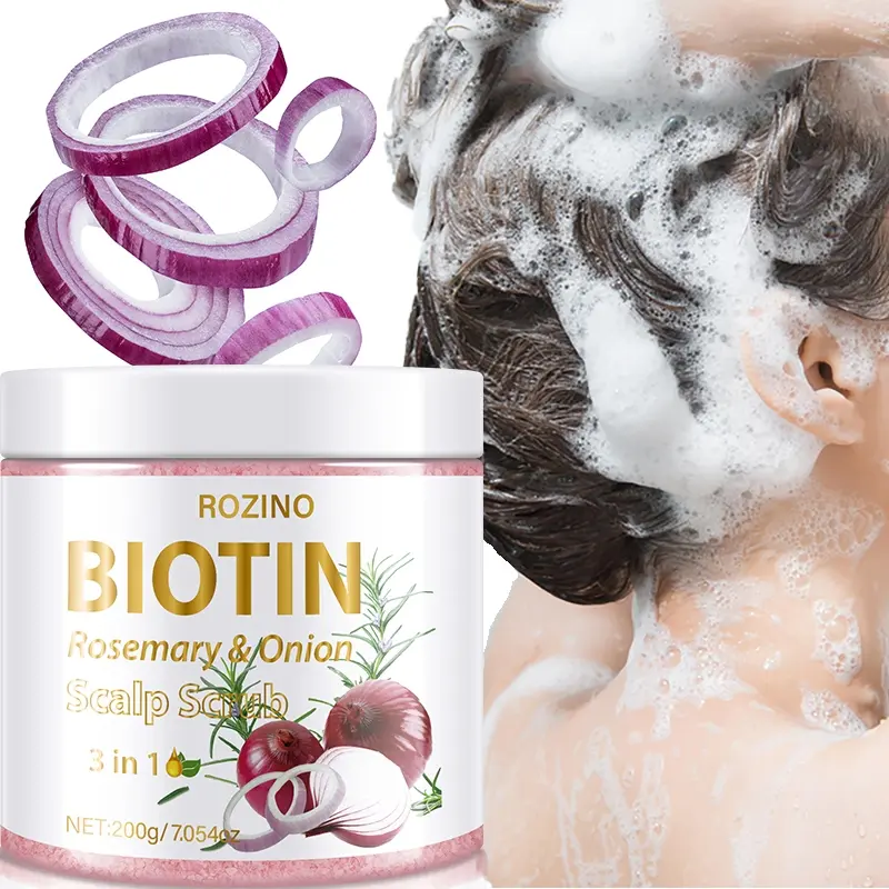 Rozino Biotin Rosemary Onion Scalp Scrub Haircare 200g, Hair Care Products, Multi-Effect Formula, Gentle Cleansing, Strengthen Roots, Anti-Dandruff, Suitable for All Hair Types