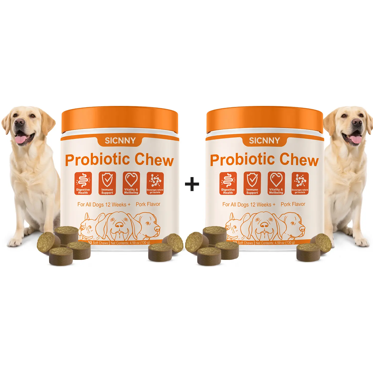 Dog Probiotic Supplement Chews | With Prebiotics, Fiber & Enzymes | Plant-Based Daily Formula Dog Probiotic Supplement Chews | With Prebiotics, Fiber & Enzymes | Plant-Based Daily Formula