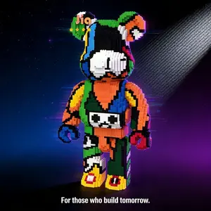 Artistic Graffiti Bear Building Block Ornament, Includes Hammer & Instructions, Desktop Decor, Home Decoration, DIY Craft Gift