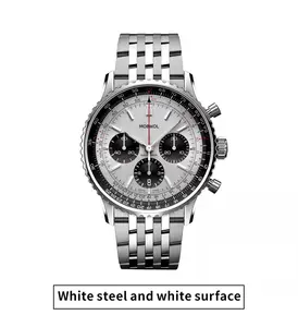 High-End Men's Racing Chronograph Watch, Luxury Panda Dial Aviation Quartz Wristwatch, Stainless Steel Fashion Dress Clock, Waterproof Luminous Male Trendy Jewelry Gift with Box