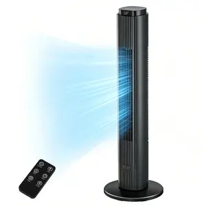 ZAFRO 37-Inch Bladeless Portable Tower Fan 80°Oscillating,Quiet Cooling with 12H Timer Remote Control, 6 Speed, 4 Modes, LED Display,Standing Fan Powerful for Bedroom Office Dorm, Black
