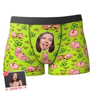 Personalized Face Boxer XOXO Piggy for Men – Funny Valentine Gift, Custom Photo Underwear from Girlfriend or Wife, Men Underwear Gift Idea