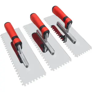 Tile Tools Stainless Steel Square Notched Trowel 3 Piece (11" x 4", Notch Size: 1/4") for Wall Floor Tiling Installation