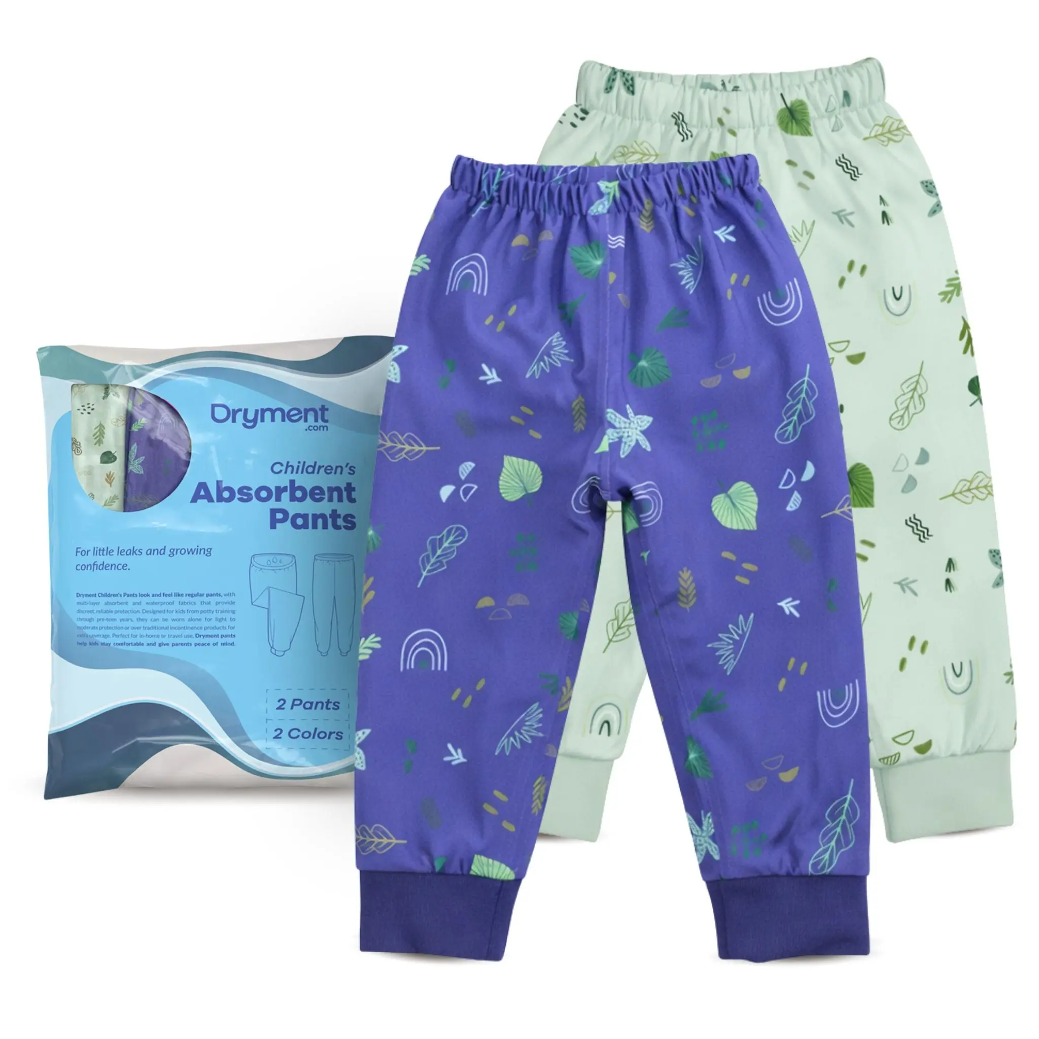 Dryment Kids Absorbent Pants - 2 Pack (Blue & Green) Dryment Kids Absorbent Pants - 2 Pack (Blue & Green)