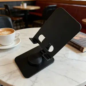 360 Degree Rotating Phone Stand, Portable Foldable Metal Desktop Holder, Adjustable Angle Cellphone Mount for Easy Viewing