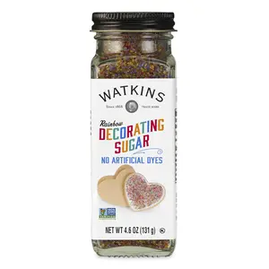 Watkins Rainbow Decorating Sugar Frosting Icing & Decorations for Baking and Dessert Toppings, No Artificial Dyes, Non-GMO, Kosher Bake Natural Loved by Kids and Families Vibrant Multi-Color dyefree Sprinkles Holiday Decorative Sprinkles Glitter Coloring