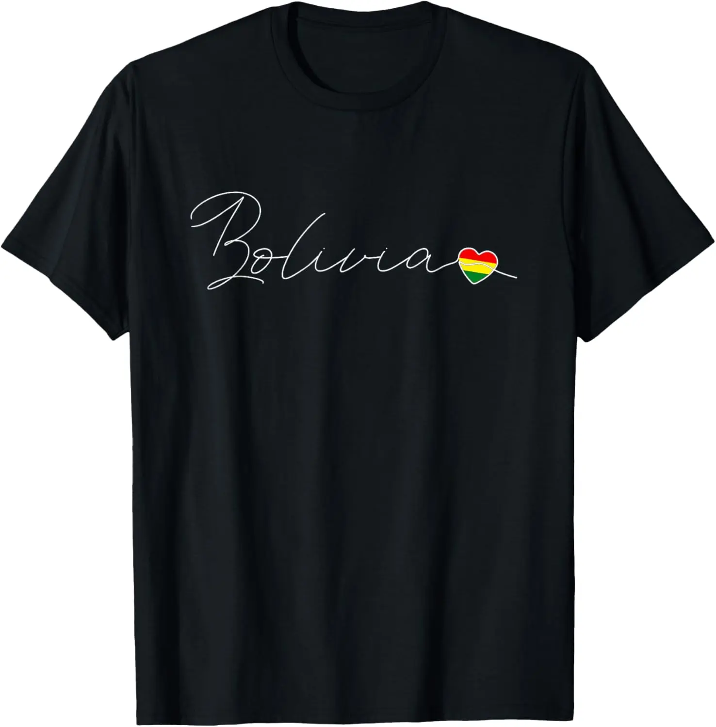 Women's Vintage T-Shirt with a Bolivian Flag Heart Graphic, Casual 100% Cotton Short Sleeve Round Neck Top for Everyday Wear