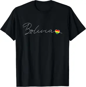 100%cotton Bolivia Simple Love Bolivian Flag Heart on Bolivia T-Shirt