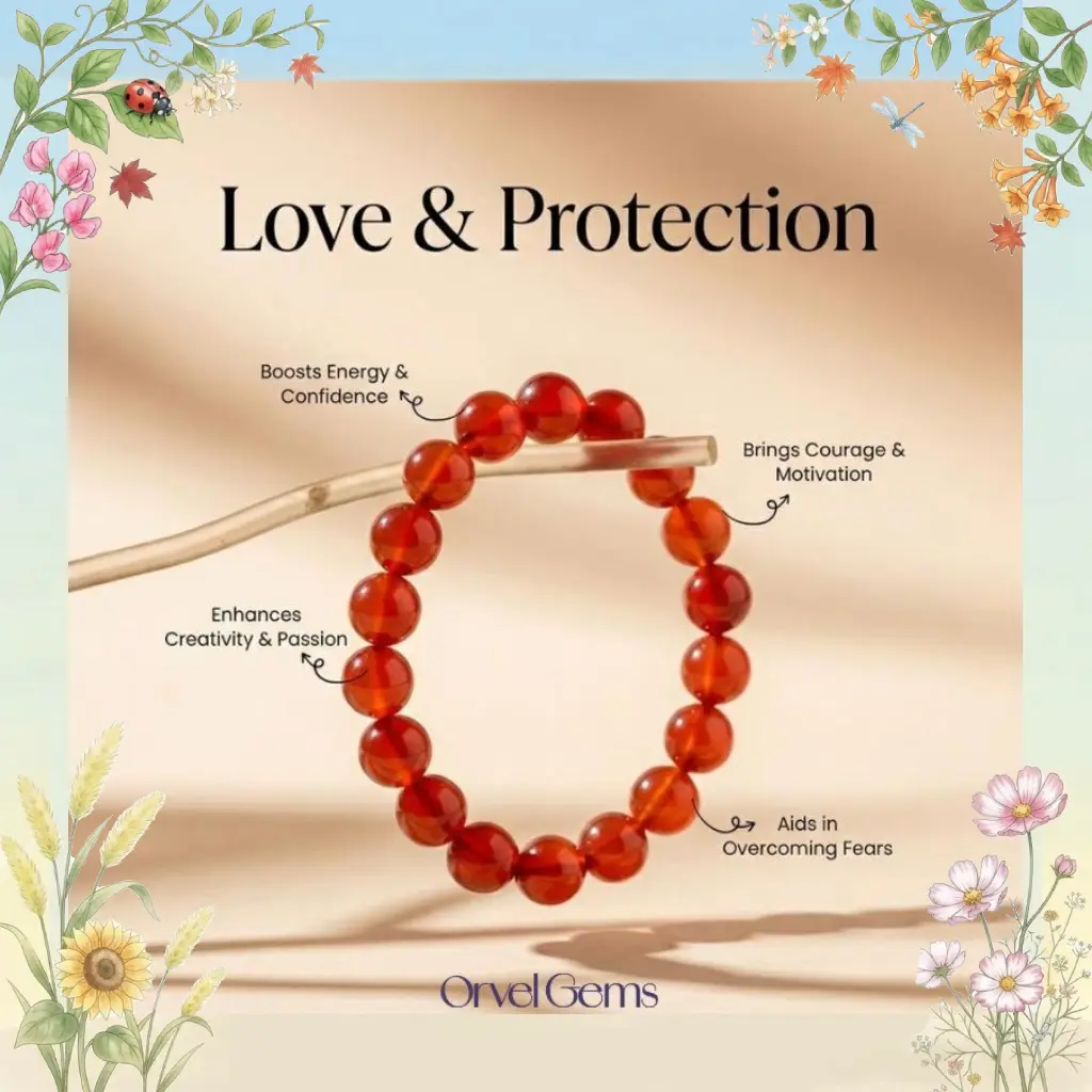 Red Carnelian Crystal Bracelets Round Beads Stones Healing Stretch Bracelets Energy Handmade Crystal Bracelet for Women Men
