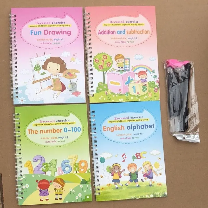 Reusable Magic Calligraphy Practice Books Set, Includes Pen & Refills, Latest Kids Writing Book, Educational Toy Gift for Children