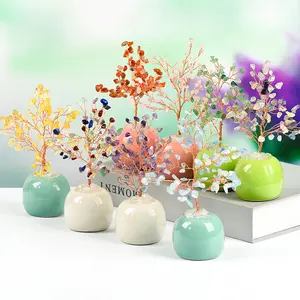 Crystal tree, stone, pot, decoration, money tree, home, creative, office decoration, crafts color modeling
