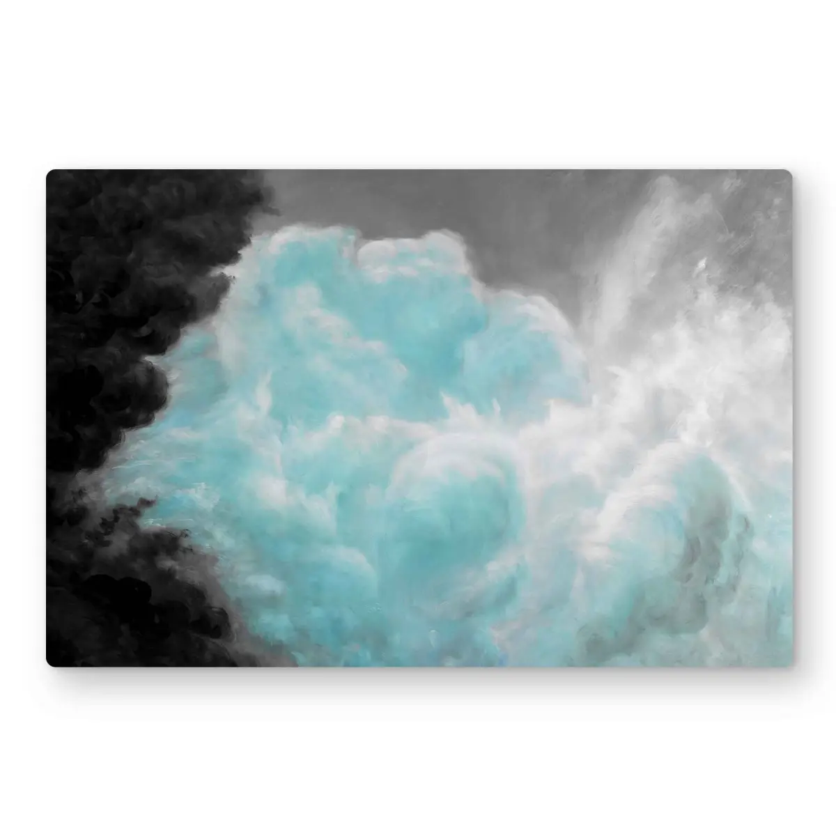 212 MAIN Aluminium Metal Print Wall Artwork, 24x36 in, Artistic Minimalist Vibrant Nature Scene - Turquoise Clouds-Mountains Decor for Bathroom, Home