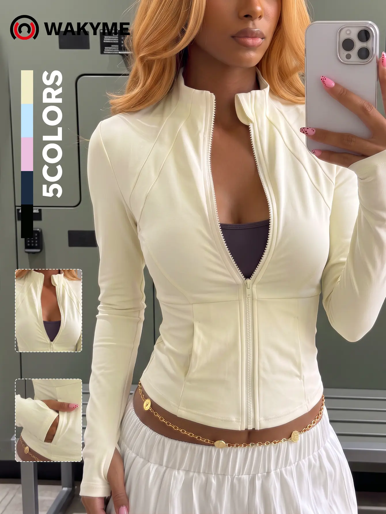 Women's Zip Up Yoga Jacket High Stretch Slim Fit Workout Running Gym Activewear Sports Jacket